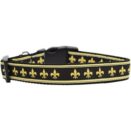 MIRAGE PET PRODUCTS Black & Gold Fleur De Lis Nylon Cat Collar 125-159 CT